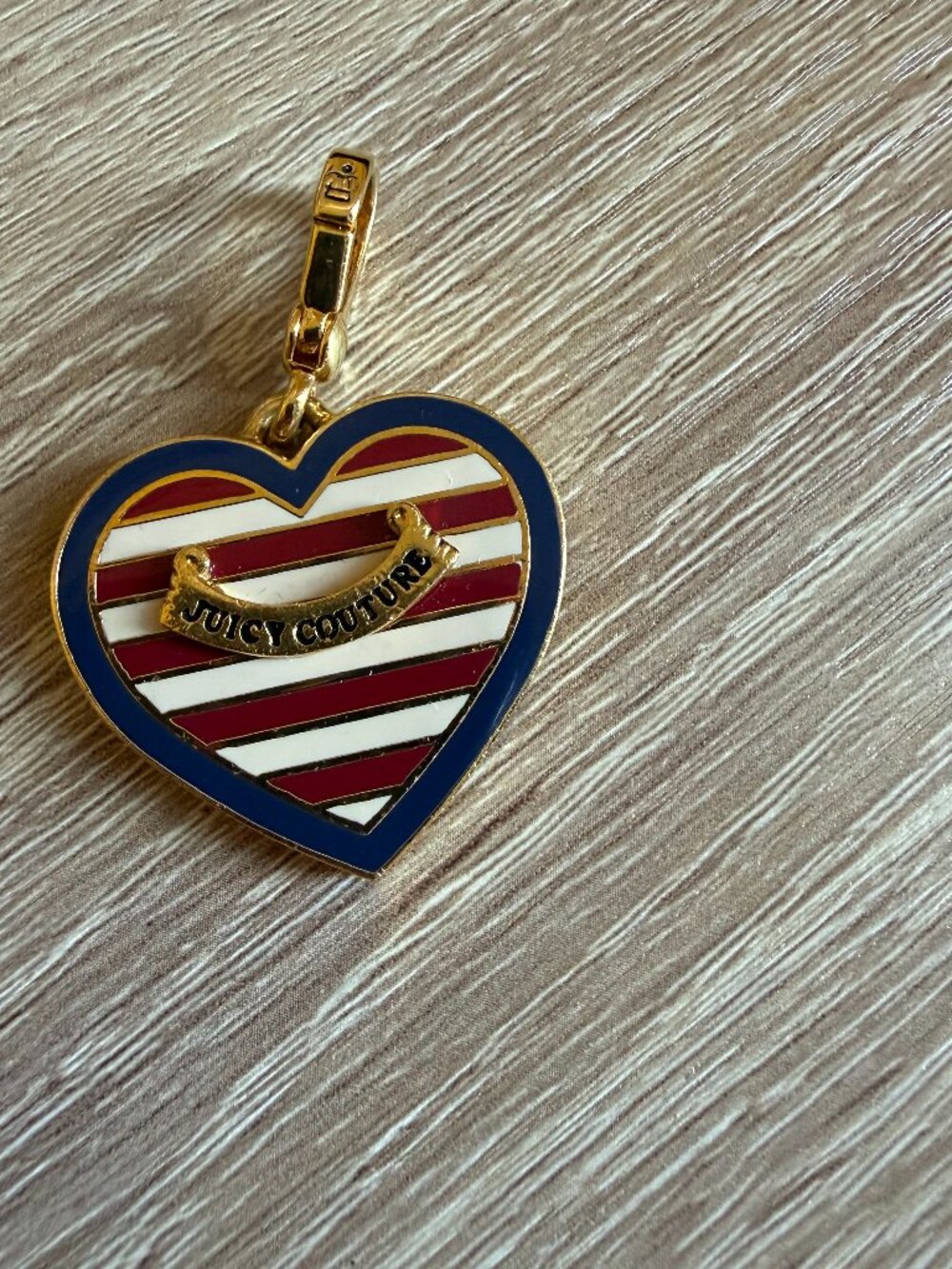 RARE Vintage 2007 Juicy Couture Nautical Stripe Heart Box Charm - Y2K
